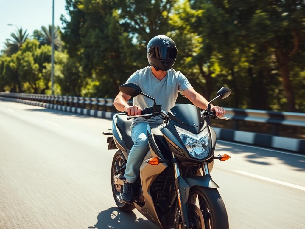 Motorradfahrer auf der Straße